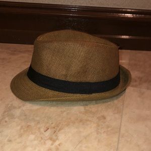 Brown hat with black band
